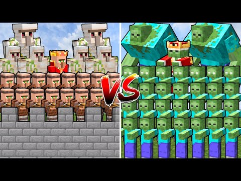 ZOMBIE ARMY vs VILLAGER CASTLE | Minecraft Mob Battle