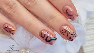 Gel polish manicure step by step with chrome ombre nail art.