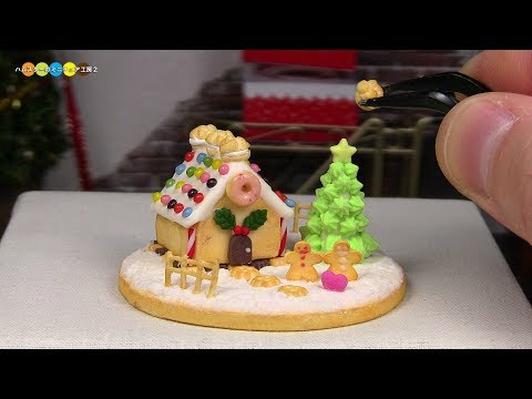 DIY Miniature Gingerbread Candy house　ミニチュアお菓子の家作り Fake food Video