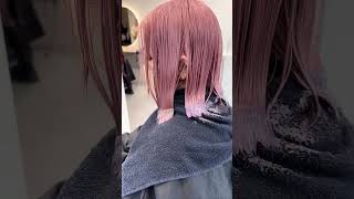 transformation of brown boring hair into awesome dark pink hair color #haircolor #hair #shorts