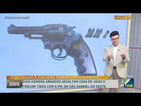 Dois homens armados assaltam casa de joias e trocam tiros com a PM, em São Gabriel do Oeste