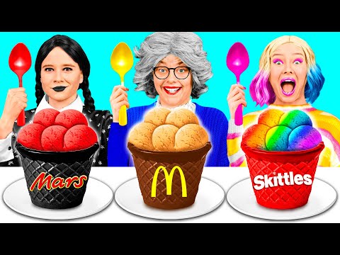 Wednesday vs Grandma Cooking Challenge | Crazy Challenge by BaRaDa Gold