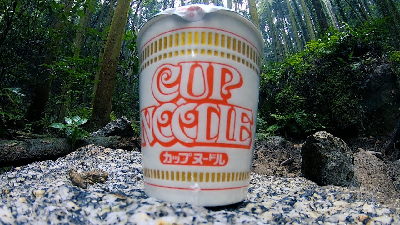 雨の森でカップ麺を食べる＝最高