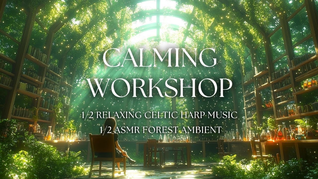 Calming Forest Workshop, Relaxing Celtic Harp Music and Nature Ambience for Study, Sleep, Meditation