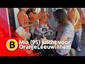 De 95-jarige Mia feest mee in Frankrijk en rijdt mee in de Oranjebus.
