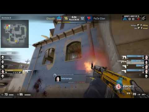 Karrigan mata 3 em um pistolete para a FaZe Clan no primeiro mapa contra Cloud9