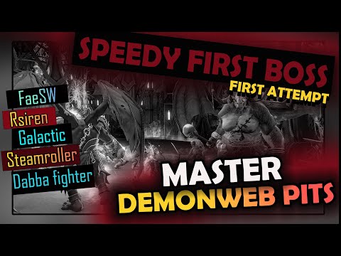 Fast first boss Master Demonwebb Pits - First Attempt. 2 rogues , 1 barbarian , 1 fighter, 1 warlock