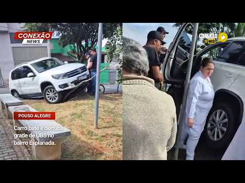 Vídeo: Carro bate e derruba grade de UBS no bairro Esplanada.