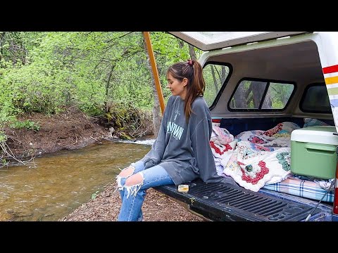 Truck camping by the river (with a gourmet campfire meal)