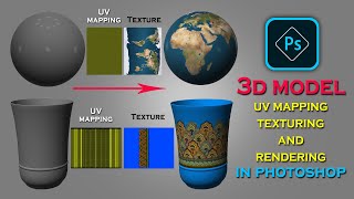 3d model uv unwrap, texturing and rendering in photoshop