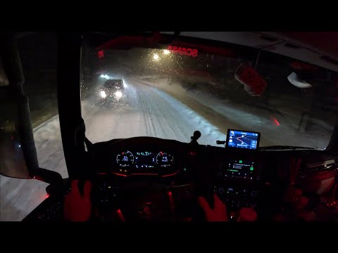 🇳🇴POV Truck Night Driving Scania R540XT-Snow and difficult conditions in northern NorwayE6