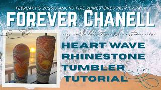 My Collab Rhinestone Mix w/ Diamond Fire Rhinestones! Forever Chanell Heart Wave Rhinestone Tumbler
