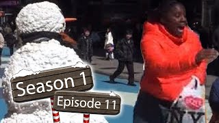 Funny Moving Snowman Prank in Time Square NYC