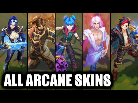 All Arcane Skins Spotlight Viktor, Jinx, Jayce, Vi, Ekko, Caitlyn, Warwick, Heimerdinger, Singed