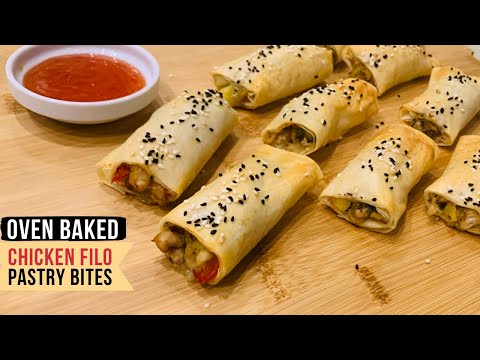 Chicken Filo Pastry Rolls | Oven Baked Recipe | Quick & Easy Appetiser