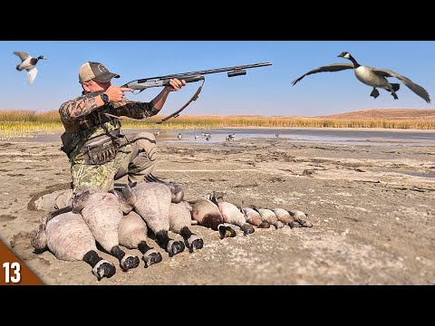 Duck and Goose LIMITS Over a TINY Mud Hole! | 28 Gauge Duck and Goose Hunting
