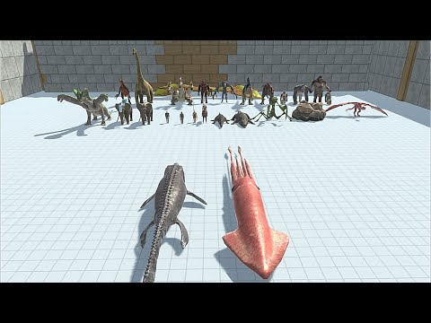 COLLOSAL SQUID WITH MOSASAURUS VS BOSS & MINIBOSS - Animal Revolt Battle Simulator