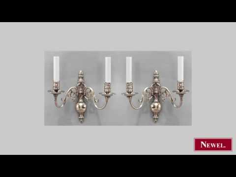 Antique Pair of English Georgian style brass 2 arm wall