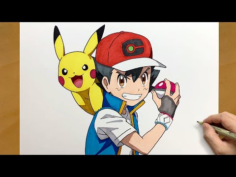 How to Draw Ash and Pikachu from Pokémon || Easy Anime Drawing || Step by Step Art Showcase
