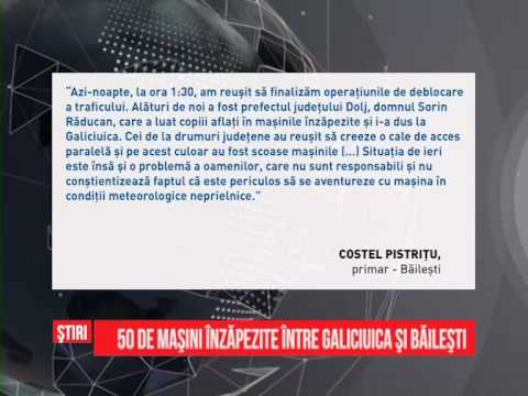 50 de mașini înzăpezite între Galiciuica și Băilești