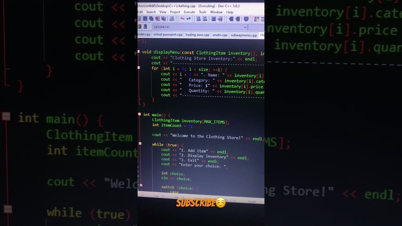 clothing store IDE dev c++ #cppprogramming
