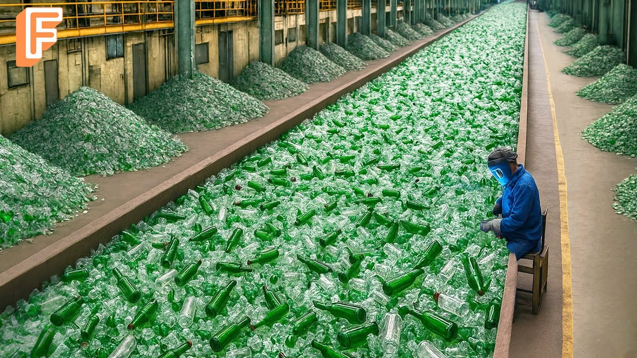 How Millions of Glass Bottles Are Recycled In Factory – Massive Glass Recycling Line