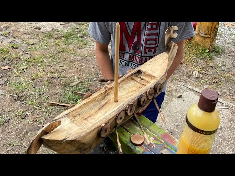 Making a Viking Boat from a log for a school project