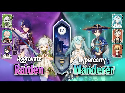 C2 RAIDEN AGGRAVATE | C0 WANDERER HYPERCARRY ABYSS 3.6 FLOOR 12