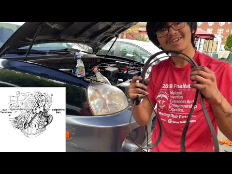 How To Remove Serpentine Belt Hyundai Santa Fe 2006 2005 04 03 02 | w/Diagram +Splash Shield Removal