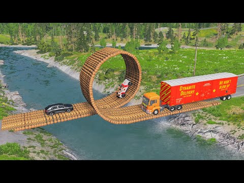 Cars vs Impossible Loop Bridge SHUN01 - Crazy Vehicle Jumping And Crashing PTA - BeamNG.Drive
