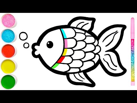 COMMENT DESSINER UN POISSON Coloriage peinture - Vidéo éducative pour enfants & Planète coloriage