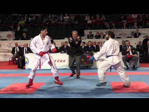 Qualification Kumite -75kg. AGHAYEV vs ELTEMUR.  2015 European Karate Championships