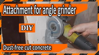 Attachment on the angle grinder for connecting a vacuum cleaner How to cut concrete without dust DIY