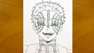 Anime sketch | How to draw Akaza from Demon Slayer | step-by-step | Kimetsu no Yaiba | Upper Moon 3