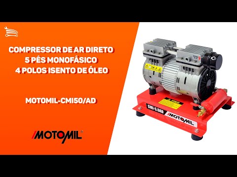 Compressor de Ar Direto 5 Pés  Monofásico 4 Polos  Isento de Óleo - Video