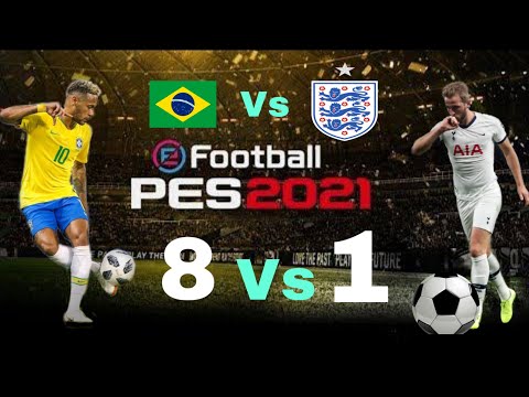 Pes Mobile Full Online Match  ( Brazil 🇧🇷 Vs England 🏴󠁧󠁢󠁥󠁮󠁧󠁿 ) 8 - 1 Destroyed England