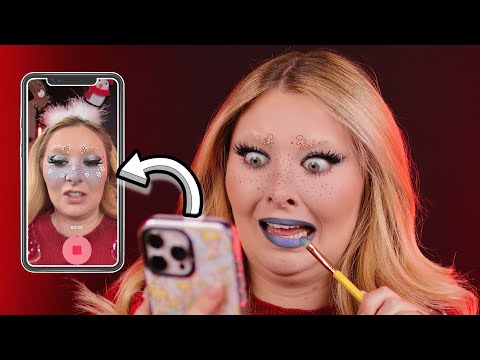 GINGERBREAD EYEBROWS?! 🍪 Christmas TikTok filters determine my makeup! ❄️