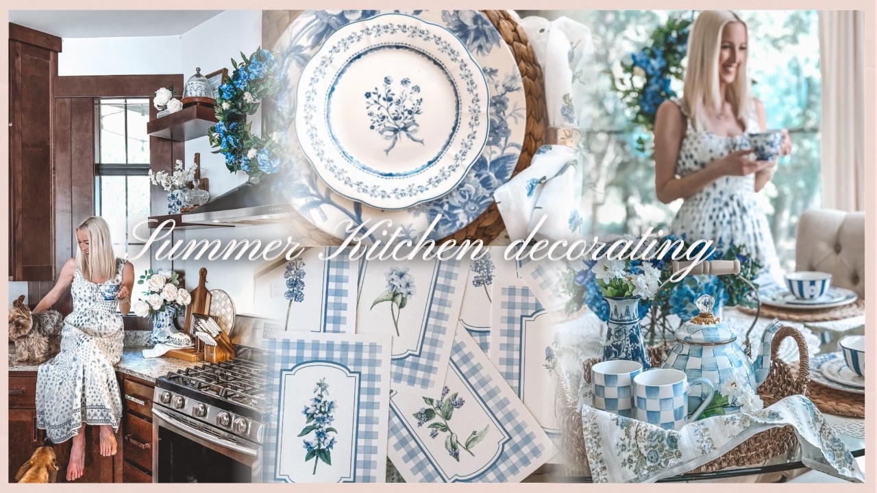 Decorating with Blue & White for Summer | Nancy Meyers Kitchen Decor Ideas + Tablescape
