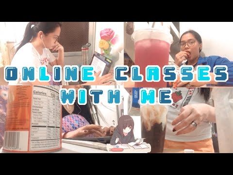 online classes with me : getting school works done, iced coffee, online meetings | littejanciii