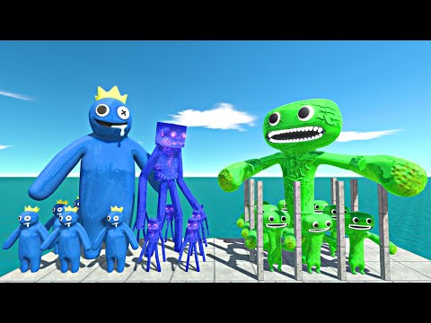 Rainbow Friends Blue + Enderman Rescues Jumbo Josh and Fight - Animal Revolt Battle Simulator