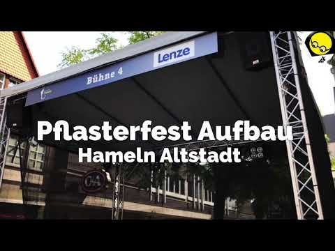 Aufbau für das Pflasterfest Hameln