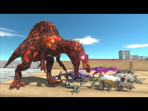 Escape from VOLCANO SPINOSAURUS - Animal Revolt Battle Simulator