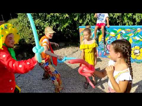 Alina с клоунами Лейкой и Улей. кафе "Птичь"  #клоун #аниматоры