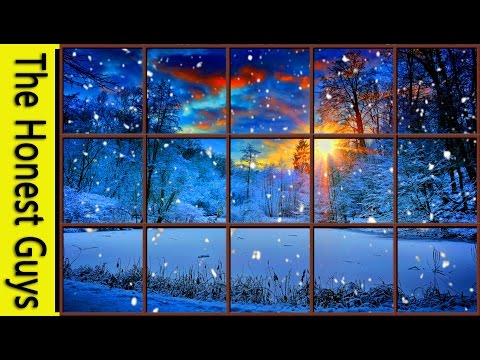 WINTER WINDOW SNOW SCENE (4K) - Living Wallpaper with Ambient Fireplace Sounds