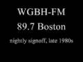 WGBH FM 89 7 Boston Late 1980s Signoff