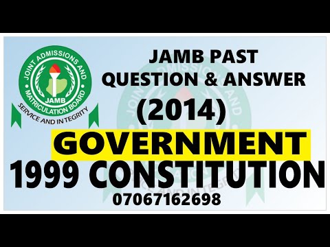 JAMB 2014 GOVERNMENT PAST QUESTION 29 1999 CONSTITUTION