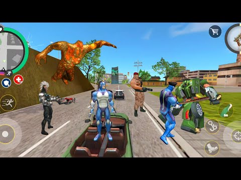 ROPE HERO VICE TOWN (ROPE HERO RIDES IN THE GREEN ROBOT CAR AND DESTROYED IT) ANDROID GAMEPLAY