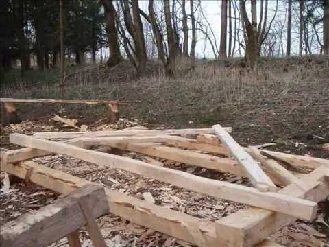Timber frame construction build by replica of medieval axe