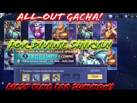 Saint Seiya: Awakening - All Out Gacha! For Divine Cloth Shiryu! First time doing 800 Times Summon!