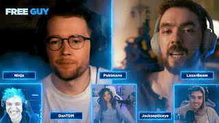 Free Guy | Gamers React! with Jacksepticeye, DanTDM, Ninja, Pokimane and Lazarbeam